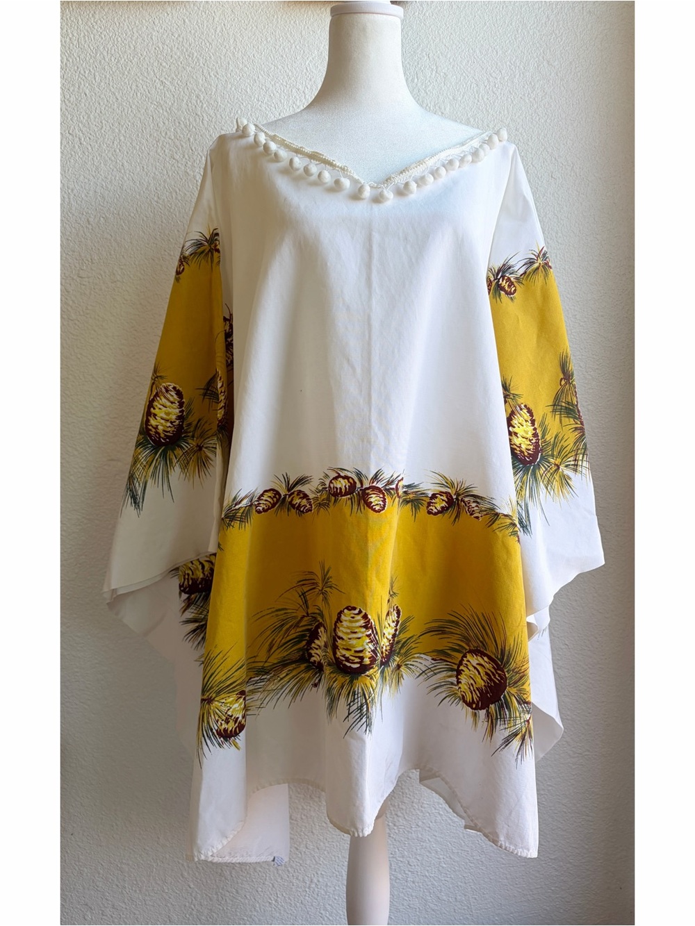 Vintage Re-Worked Acorn Print Poncho